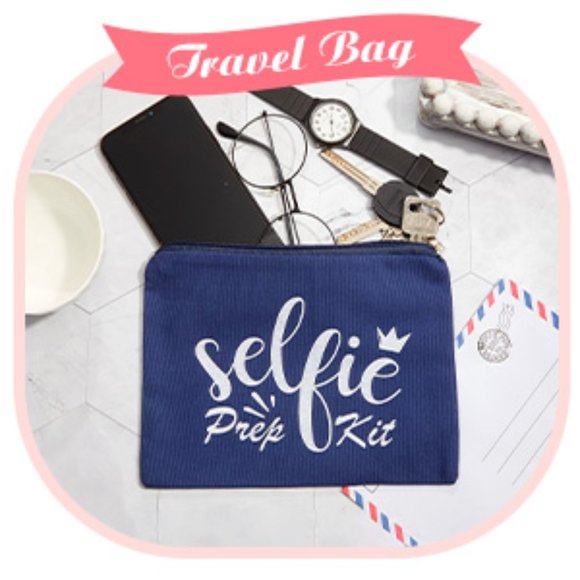 NWOT Women’s Makeup Accessory Sky Blue Cosmetic Bag With Fun Saying-Essentials - Picture 10 of 13